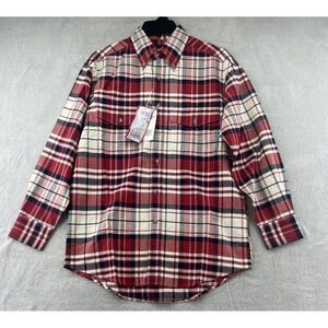 Wrangler Shirt Mens 34 Western Plaid Button Down Shirt Red White Blue NWT